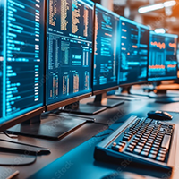 multiple monitors with performance indicators